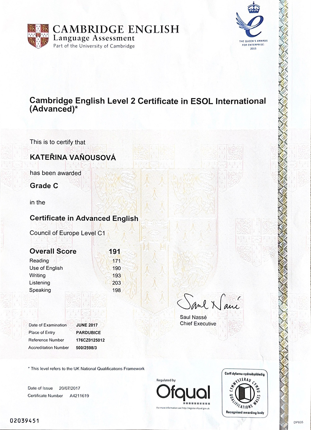 Certifikát – Osvědčení